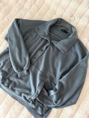 Lightweight Snap-Placket Shirt Jacket in Dusty Blue